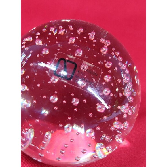Air Bubble Murano Ball Paperweight Signed Round Clear Glass Sphere Globe Italy - Picture 7 of 10